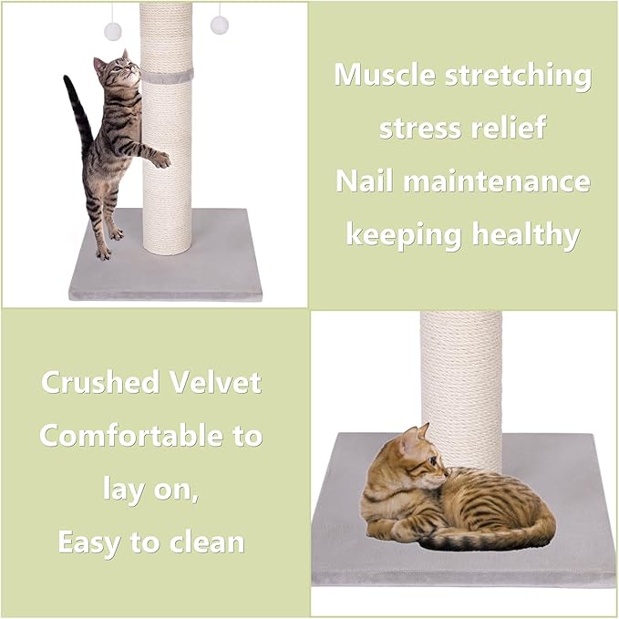 Cat Scratching Post-Scratching Post with Sisal Rope for Indoor Cats Large Cat Scratching Post sisal cat Scratcher Cute for Kitten Scratching Post(25 inch)