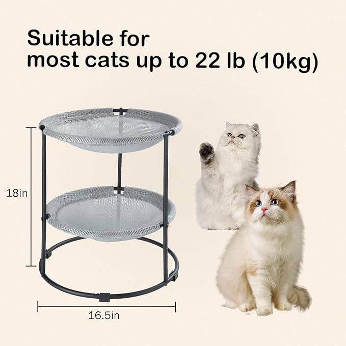 Double Cat Bed,Cat Beds for Indoor Cats, 2 Layers Elevated Cat Beds, Breathable Cat Beds & Furniture,18 x 16.5 x 16.5 Inch Outdoor Cat Bed (2 Large)