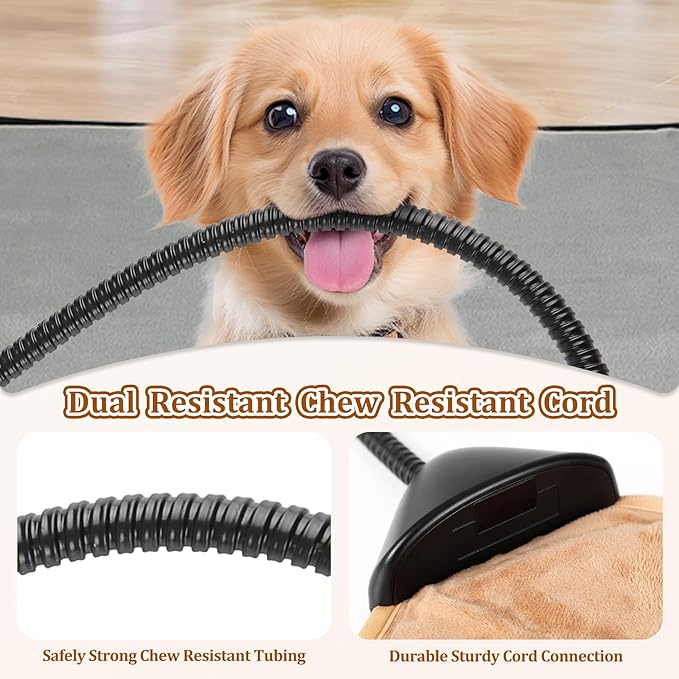 Cat Heating Pad & Dog Heating Pad, 3 Timer and 3 Level Temperature Smart Sensor Electric Pet Heating Pad with Chew Resistant Cord, Indoor Outdoor Warm Heated Bed for Dogs Cats -17.7x17.7