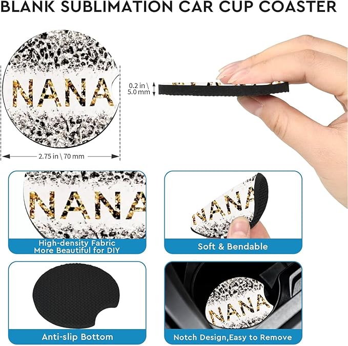 Car Coasters for Cup Holders,2 Pack Nana Gifts Car Cup Holder Coasters,Nana Gifts for Grandma Birthday Gifts for Nana from Granddaughter Grandson Grandchildren Grandkids Nana Gifts