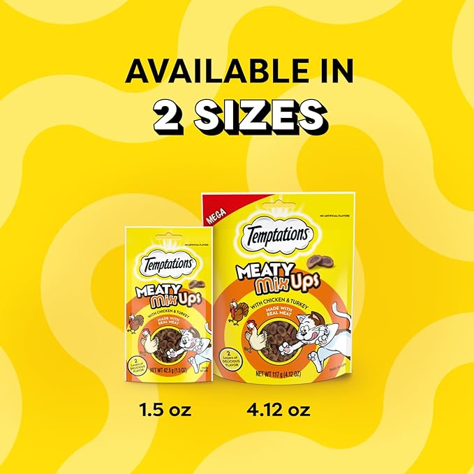 Temptations Meaty MixUps Cat Treats with Chicken & Turkey, 4.12 oz. Pouch