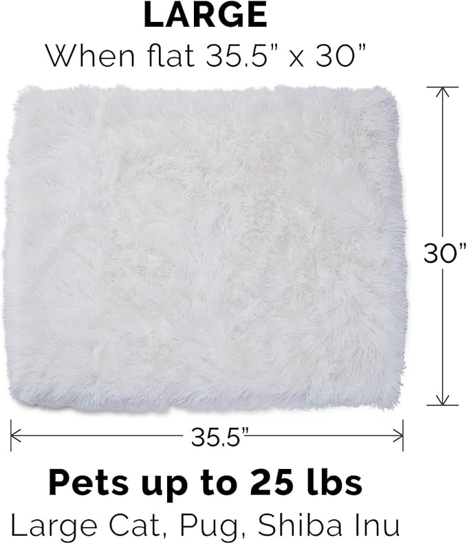 Furhaven Self-Warming Cat Bed for Indoor Cats, 4-Beds-in-1 & Washable - Plush Long Faux Fur Convertible Cuddler - Spruce, Large
