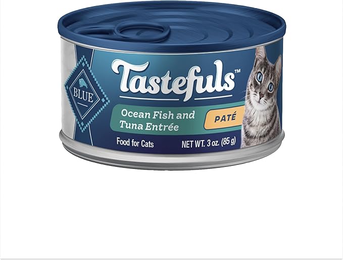 Blue Buffalo Tastefuls Natural Wet Cat Food Cans, Paté Style, Ocean Fish and Tuna Entrée 3-oz Cans (Pack of 4)