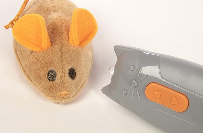 SmartyKat Race 'N Chase Electronic Motion Remote Controlled Mouse Cat Toy, Battery Powered - Gray/Orange, One Size