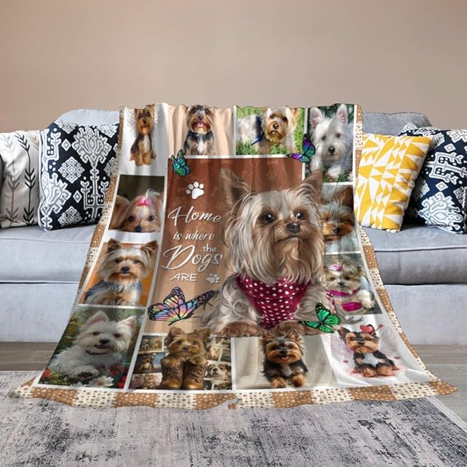Yorkie Blanket Dog Yorkie Gifts for Girls Boys Woman Yorkshire Lover Throw Blankets Soft Blanket Warm Fleece Flannel Plush Blankets for Bed Sofa Couch 40"x50"