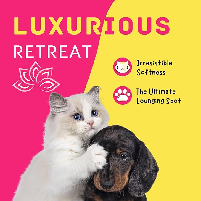 Lotus Flower Shaped 22.5“ Cat Bed and Dog Bed - Ultra-Soft, Plush, and Irresistibly Comfy - Ideal for Small to Medium-Sized Cats and Dogs - Symbolic Elegance