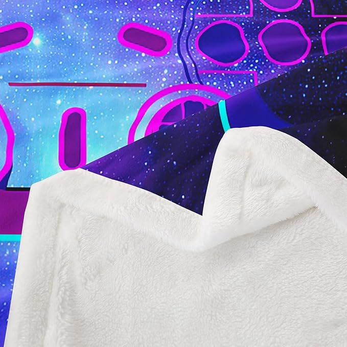 Feelyou Gaming Throw Blanket Boys Gamer Galaxy Sherpa Blanket for Bed Sofa Couch Decor Kids Video Game Gamepad Fleece Throw Blankets Girls Super Soft Warm Plush Blanket Throw 50"x60"