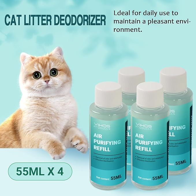 (4 Bottles, Unscented) Cat Litter Deodorizer for PETKIT PuraX PuraMax Self-Cleaning Cat Litter Box Odor Eliminator for Strong Odor Remover Litter Box Deodorizer Replaced Odor Removers Refills