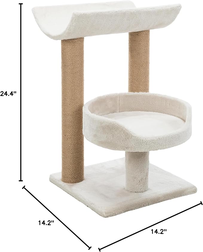 TRIXIE Isaba Scratching Post with Two Platforms, 2-Sisal Scratching Post, 24.5-inches Tall, Light Gray/Brown