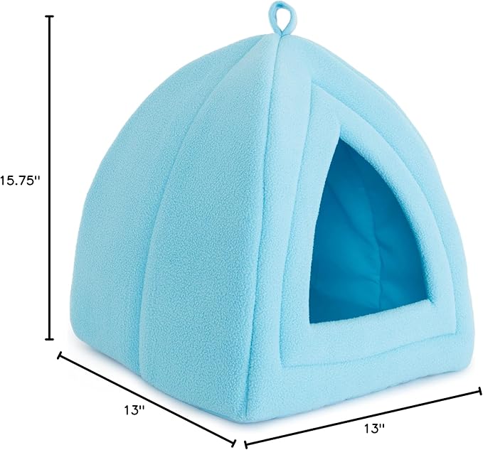Cat House - Indoor Bed with Removable Foam Cushion - Pet Tent for Puppies, Rabbits, Guinea Pigs, Hedgehogs, and Other Small Animals by PETMAKER (Blue)