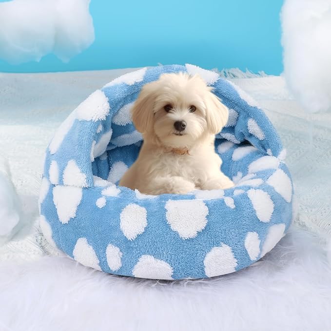 Dog Beds for Small Dogs, Cat Bed Cave, Washable Cute Cat Bed, Cozy Nook Pet Bed for Dogs or Cats, Anti-Slip Puppy Bed Fits up to 22 lbs Pets(Blue, 24" x 24")