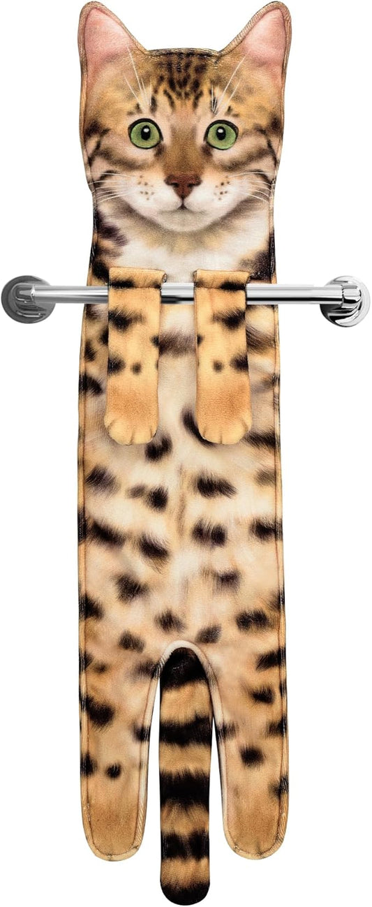 Cat Hand Towels for Kitchen Bathroom - Cute Cat Decor Gadgets - Hanging Soft Absorbent Hand Face Towel - Funny Birthday Mothers Day Housewarming Holiday Unique Gifts for Women Mom Lady Cat Lovers