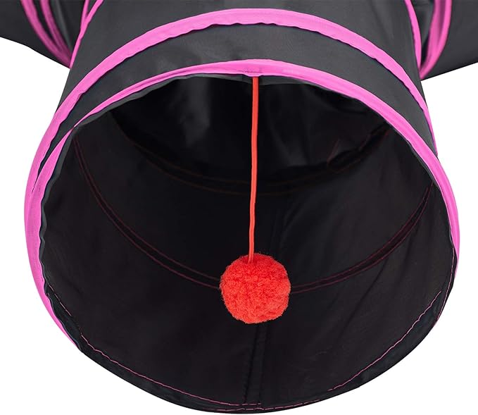 Tempcore Pet Cat Tunnel Tube Cat Toys 3 Way Collapsible, Cat Tunnels for Indoor Cats，Kitty Tunnel Bored Cat Pet Toys Peek Hole Toy Ball Cat, Puppy, Kitty, Kitten, Rabbit
