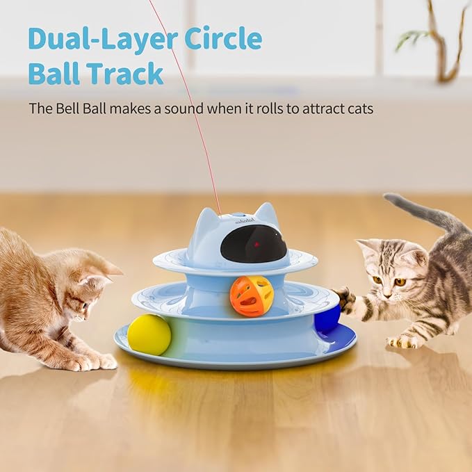 Interactive Cat Toys,5-in-1 Automatic Cat Toy for Indoor Cats, Rechargeable Hide and Seek Toy with PVC Cover