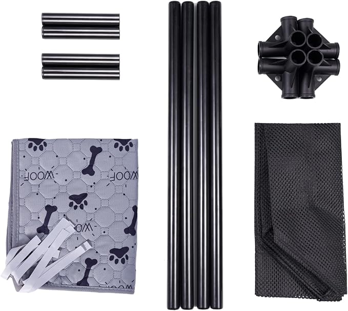 Forher Assemblable Metal Frame Puppy Elevated Dog Bed, Portable Dog Bed, Easy to Clean, Breathable mesh, Puppy cat Bed, Indoor and Outdoor use, Travel, Camping，pet Bed Off The Ground,XL-Black…