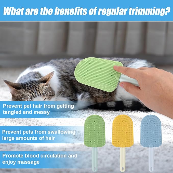 3pcs Cat Tongue Combs, Double Sided Cat Grooming Tongue Brush with Comfort Grip Handle Cat Tongue Licking Hair Comb Pets Shedding Brush for Grooming Hairballs & Keeping Clean