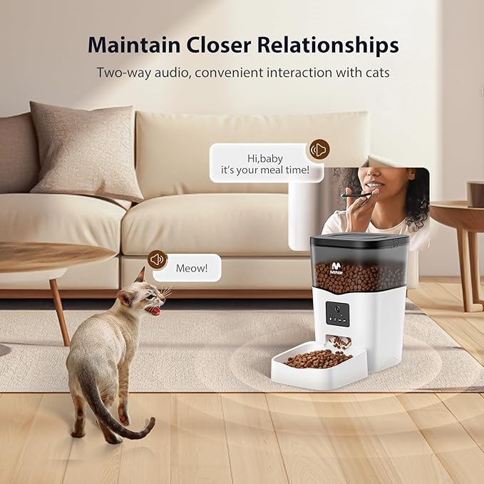 Automatic Cat Feeder with Camera: Automatic Cat Food Dispenser App Remote Control Timed Feeding of Dry Food WiFi Pet Feeder with Audio and Video Recording Up to1-8 Meals for Cat & Small Dog