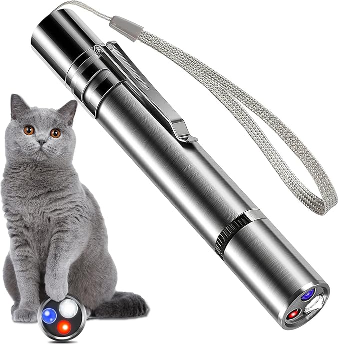 Laser Pointer Cat Toys with Torch and Money DetectorBuilt-inBattery USB Charging 7 Modes to Choose from for Teasing and Interacting with Your Pet