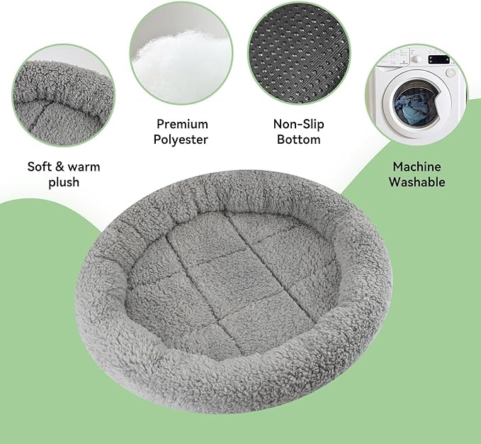 lesypet Cat Bed for Indoor Cats, Round Cat Bed Small Cat Bed Curl Sleep Cushion with Raised Pillow Around, Non-Slip Bottom Washable Mat for Small Pet Rabbit Hamsters, Round Medium 15.75"