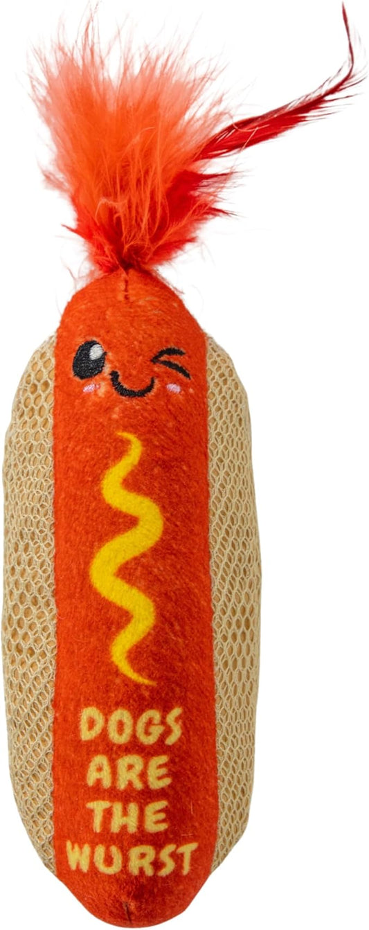 Catstages Hot Dog Kicker Catnip Toy and Dental Toy for Cats Hot Dog Themed Funny Catnip Stuffed Kicker Toy, Brown