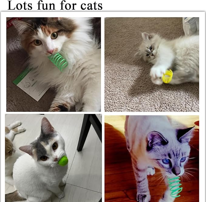 itPlus Cat Toys for Indoor Cats, Cat Spiral Spring Soft Cat Pom Pom Balls Interactive Toys for Kitty Cats Keep Fit Great for Cats Hunting Kitten Toys (6pcs Ball&6pcs Springs)