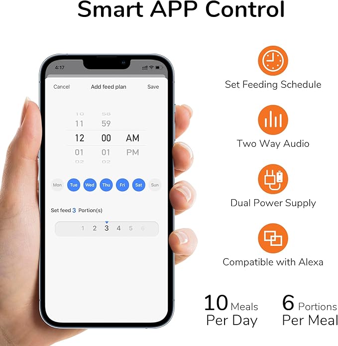 FUKUMARU Automatic Cat Feeder, 2 in 1 Automatic Pet Feeders with Camera and Audio, Support DIY Meals and Timed Control WiFi Cat Food Dispenser, Suit for Cat and Dog