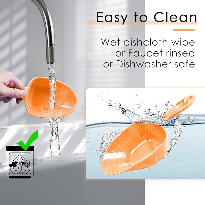 Melamine Pet Food Measuring Scoop, 1 Cup 1/2 Cup 1/4 Cup with Clear Measurement Lines for Dog, Cat, Bird, and Rabbit, Durable, Ergonomic Handle, Dishwasher safe-Orange