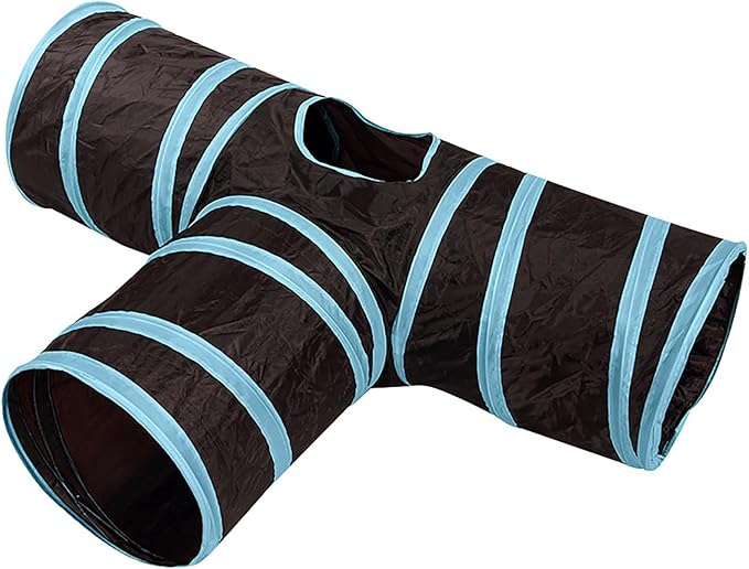 iCAGY Cat Tunnels for Indoor Cats Interactive, Rabbit Tunnel Toys, Pet Toys Play Tunnels for Cats Kittens Rabbits Puppies Crinkle Collapsible Pop Up 3 Ways Black