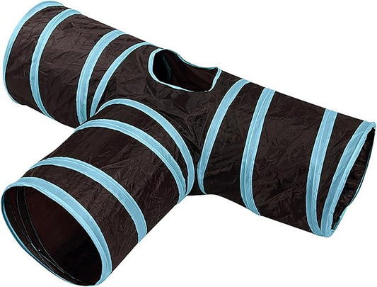 iCAGY Cat Tunnels for Indoor Cats Interactive, Rabbit Tunnel Toys, Pet Toys Play Tunnels for Cats Kittens Rabbits Puppies Crinkle Collapsible Pop Up 3 Ways Black