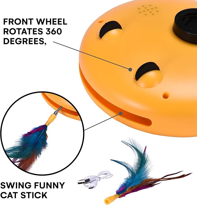 Black Rhino Interactive Cat Toy - Cat Laser Toy Automatic Motion Activated - Adjustable Speed Laser Cat Toy with Circulation Light - Rechargeable Electronic Smart Pet Toys for Indoor Exercise