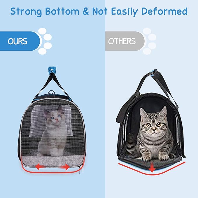 BurgeonNest Cat Carriers for Small Cats Under 15, Small Pet Carrier with Unique Side Bag,Top Load Little Animal Purse Soft-Sided Escape Proof with 4 Ventilated Windows