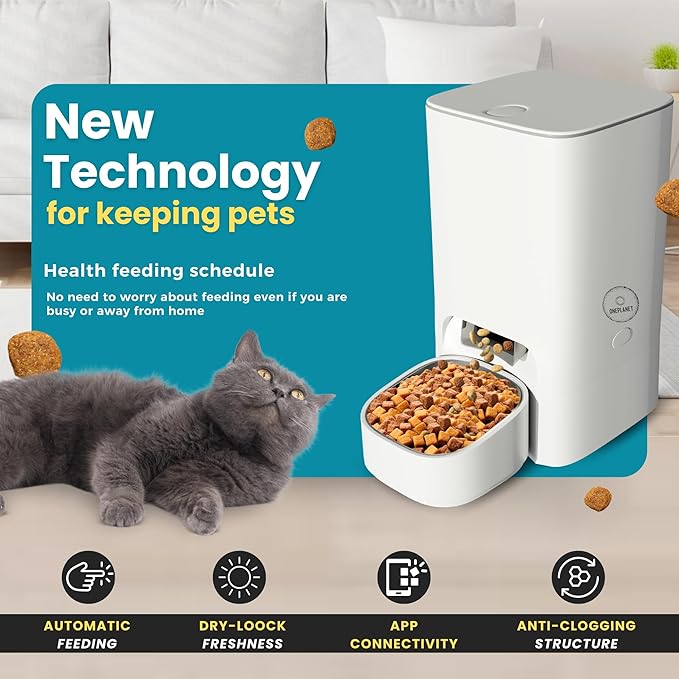 Automatic Cat Feeder - WiFi Automatic Dog Feeder 3.5L Pet Food Dispenser Smart App Control Cat Feeding Station Timed Food Pet Feeder