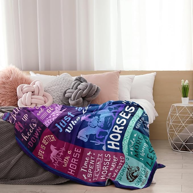 Horse Gifts for Girls Women Blanket 50"x60", Cowgirl Equestrian Gifts Stuff Equipment for Horse Lovers for Birthday/Christmas Throw Blanket