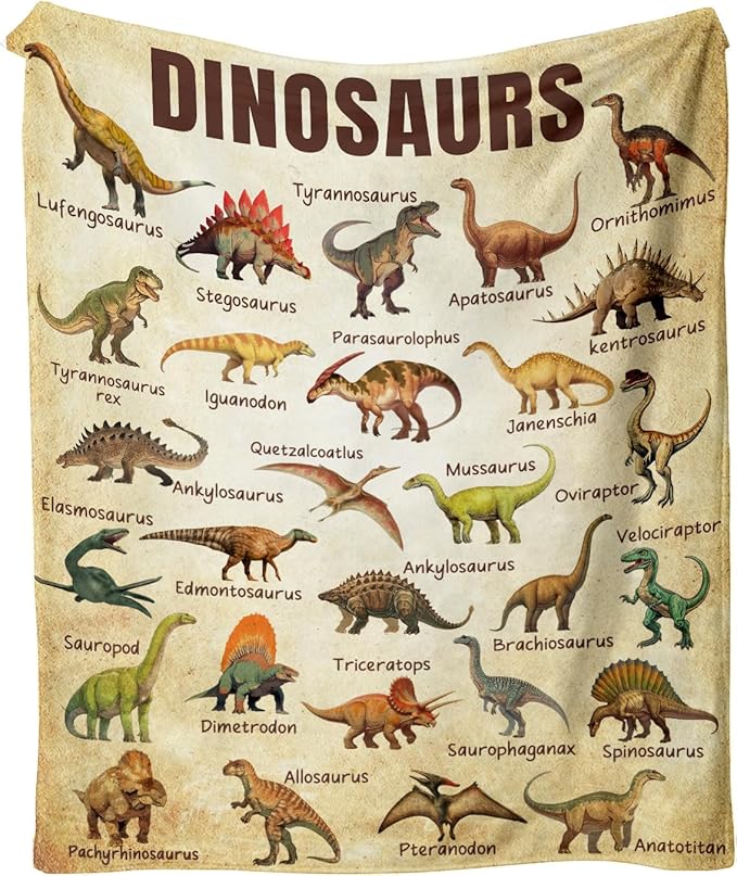 Dinosaur Blanket for Kids, Educational Gifts for Dinosaur Lovers Children Boy Girl, Jurassic World Dinosaurs Throw Blanket Ultra-Soft Skin-Friendly for Sofa Bed Home Dino Room Decor 50 * 60in