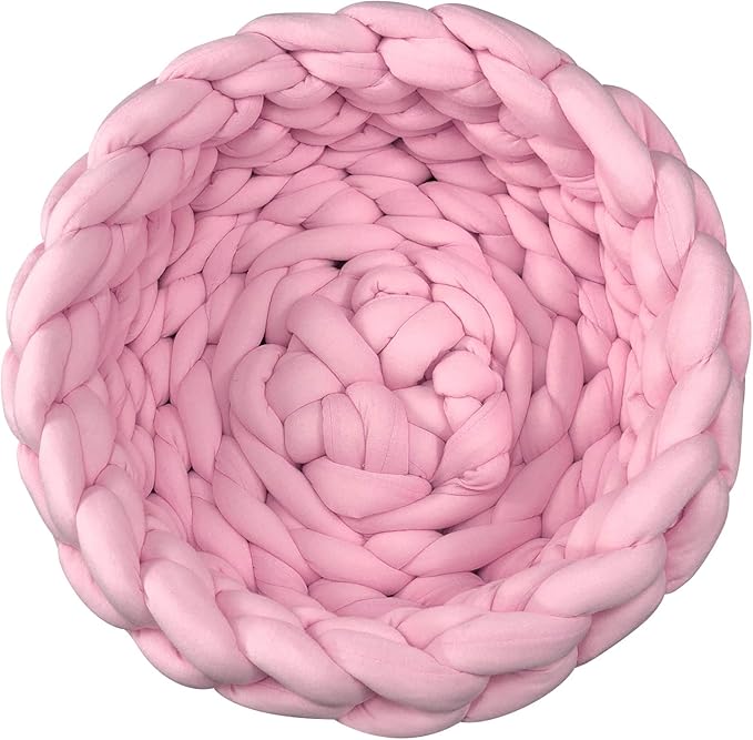 Lucky Monet Cat Basket Bed Cotton Knitted Round Pet Beds for Cats Cute Boho Cat Pet Bed Warm Woven Cat Nest for Puppy Kitten Cats Dogs (11.8", Pink)