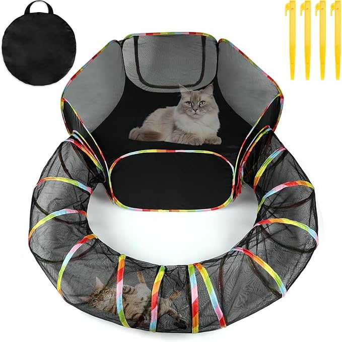 Cat Tunnels for Indoor Cats, Cat Tubes and Tunnels, Catio Outdoor Cat Enclosure, Portable Cat Tents for Outside, Kitten playpen, Small Animal Playpen