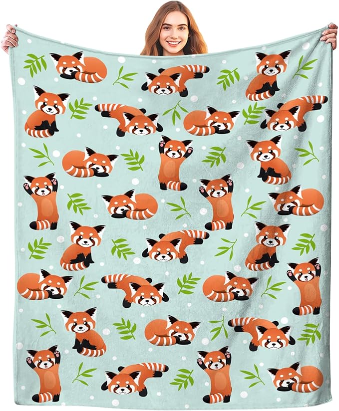 Cute Red Panda Blanket Bedding Soft Lightweight Flannel Throw Blankets for Kids Adults Bedroom Living Room Sofa Gifts 60"X50"