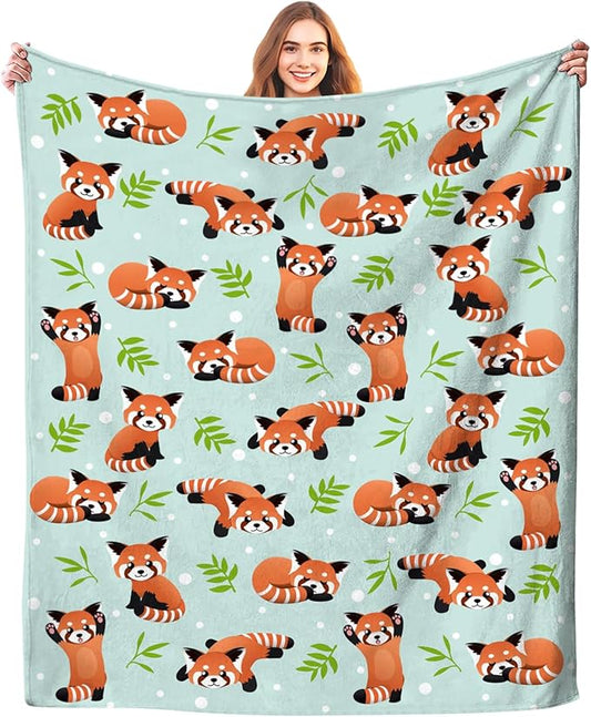 Cute Red Panda Blanket Bedding Soft Lightweight Flannel Throw Blankets for Kids Adults Bedroom Living Room Sofa Gifts 60"X50"