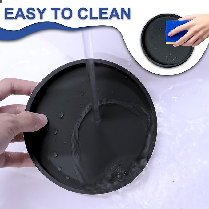 Arespark Pet Silicone Food Mat, Set of 6 Nonslip Waterproof Feeding Bowl Mat with Raised Edges for Food and Water Prevent Spills, Round Eating Tray for Dog Cat Puppy Kitten, 6'' x 6''