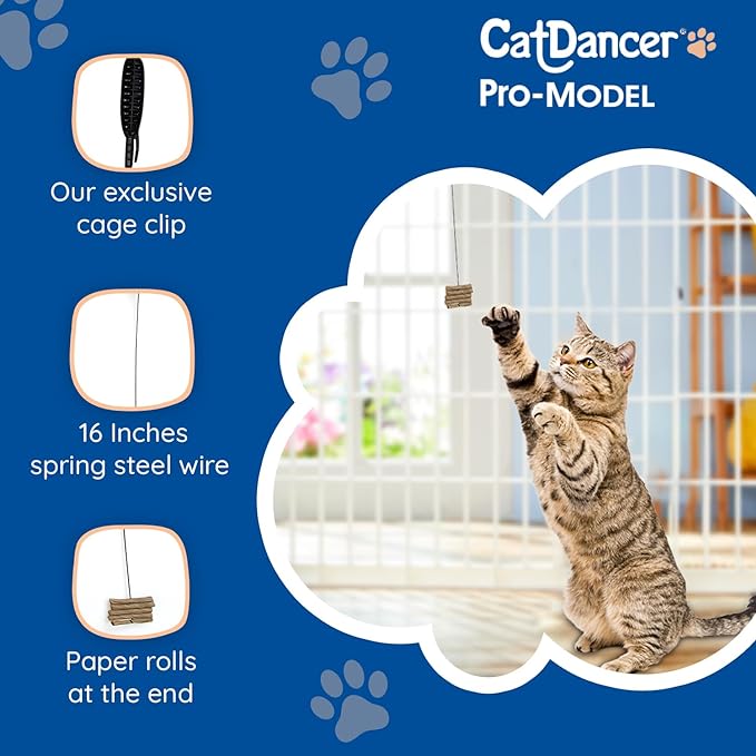 CAT DANCER Products Pro-Model Cat Toy with Cage Clip, Interactive Cat Toy for Cat Confined in Carrier