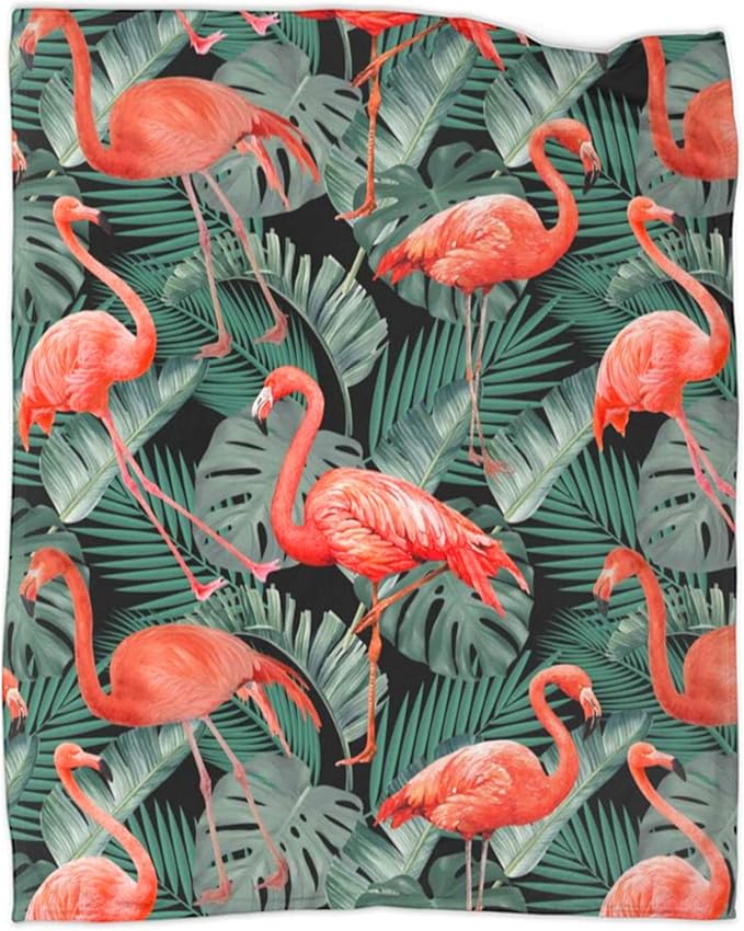 Ultra-Soft Microfiber Throw Blanket 350 GSM Fuzzy Fleece Blanket for Adults Kids Gift Couch, Sofa, Bed Flamingo 50"x40"