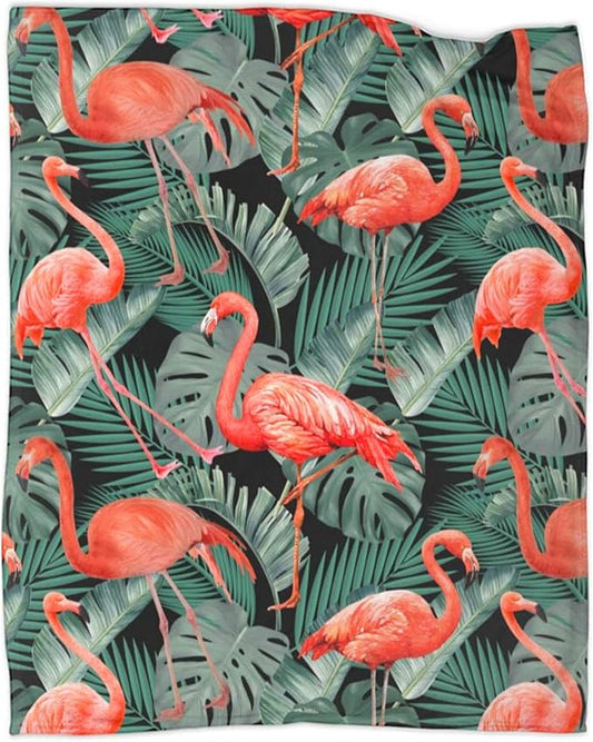 Ultra-Soft Microfiber Throw Blanket 350 GSM Fuzzy Fleece Blanket for Adults Kids Gift Couch, Sofa, Bed Flamingo 60"x50"