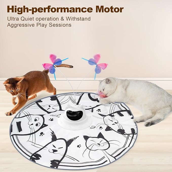 Cat Toys Interactive Rechargeable 2in1 Hide and Seek, Spinning Butterfly, Moving Feather Automatic Kitten Toys for Indoor Cat Exercise Chasing for All Ages Cats