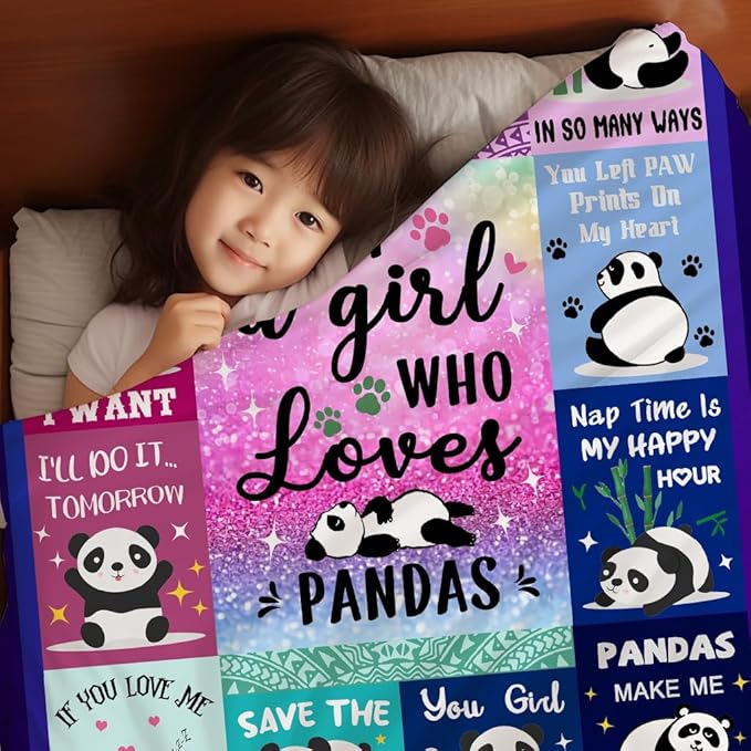 Panda Blanket Gifts for Girls Women Panda Gifts for Panda Lovers Soft Warm Pandas Flannel Throw Blanket for Kids Adults 80"X60"