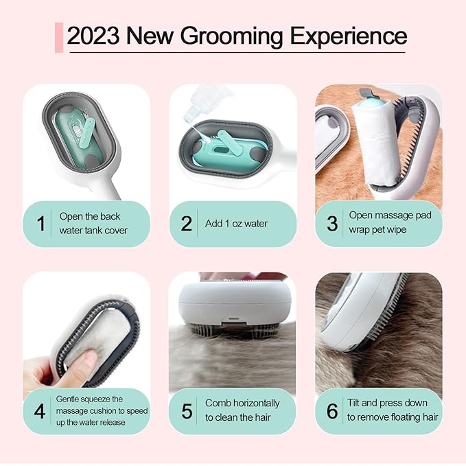 4 in 1 Universal Cat Hair Brush, Tank Version, Indoor Kitten Grooming Massager with Shedding, Pet Fur Remover for Furniture, Self-Cleaning Groomer Comb for Cleaning