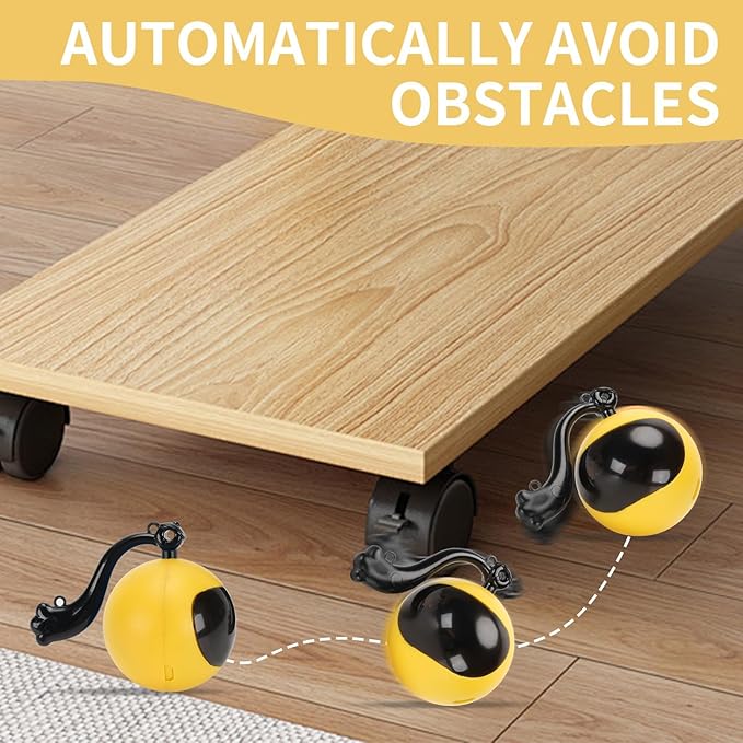 Interactive Cat Toy Ball,Simulated Hunting Remote Control Cat Toy,Electric Cat Automatic Ball Fast Rolling in Pouch, Motion Activate Chirping Hide and Seek Cat Toy (Yellow Ball)