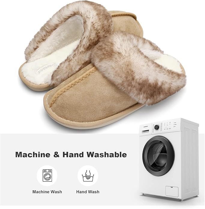 Besroad Winter Fuzzy House Slippers Sandals Plush Faux Fur Fluffy Flats Slippers Warm Slide Shoes for Women