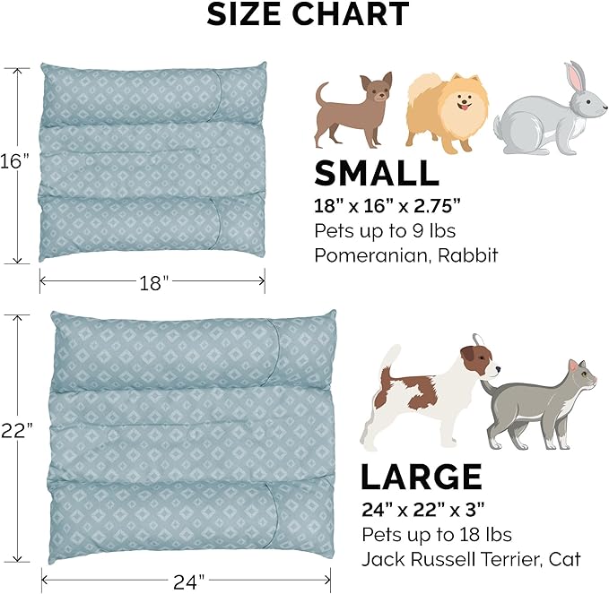 Furhaven Cat Bed for Indoor Cats, Washable w/ Removable Bolsters, For Pets Up to 9 lbs - Plush & Diamond Print Cuddle Loaf Mat - Aqua, Small