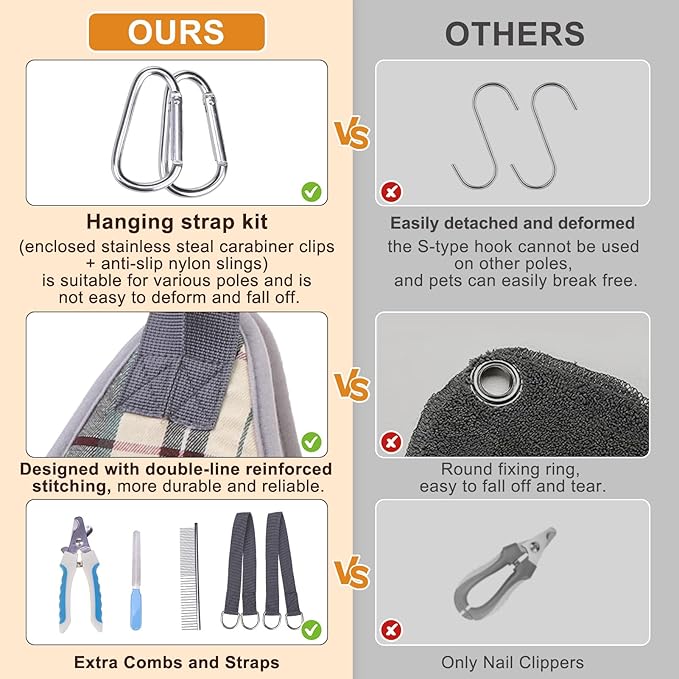 BEAUTYZOO Dog Grooming Hammock for Small Dogs Cat- Dog Sling for Nail Trimming/Clipping- Dog Hanging Harness Holder with Thick Fabric Neck Support & Strap Restraint Claw Care, Beige S