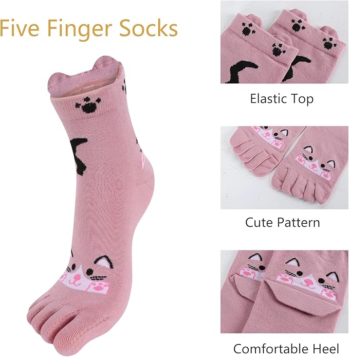 Benefeet Sox Funny Toe Socks Women Five Finger Socks Girls Cute Toe Seperated Cotton Socks Running Athletic Christmas Gifts